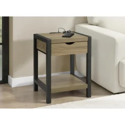 Monarch Accent Table with Storage, Power Outlet, and USB Ports -