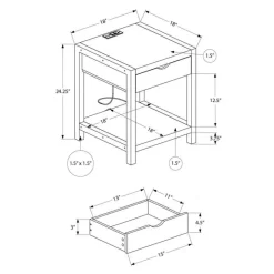 Monarch Accent Table with Storage, Power Outlet, and USB Ports -
