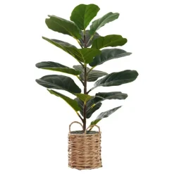 Monarch Artificial plant - 28"h / indoor fiddle / 8" woven basket