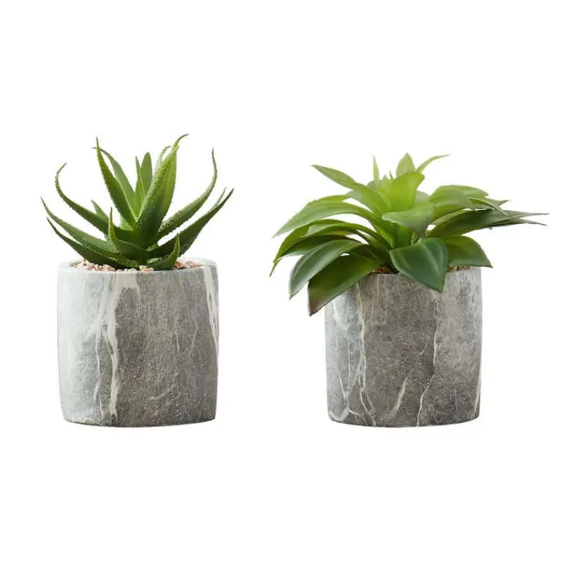 Monarch Artificial plant - 2pcs / 7"h succulent in 4" cement pot