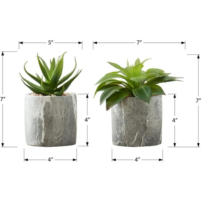 Monarch Artificial plant - 2pcs / 7"h succulent in 4" cement pot