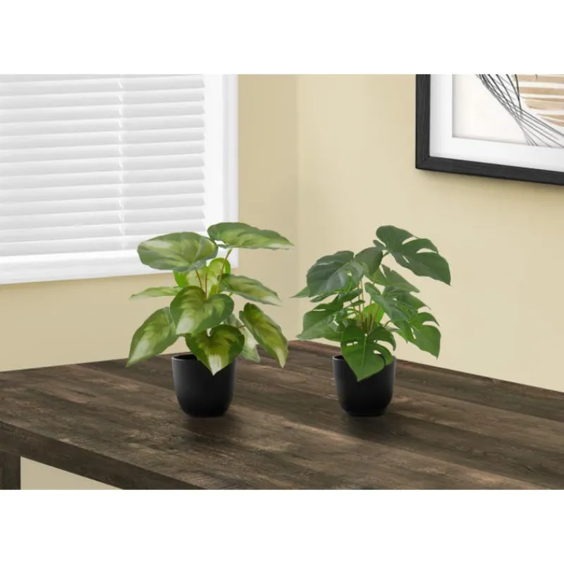 Monarch Artificial plant - 2pcs / 13"h monstera/calathea/ 4" pot