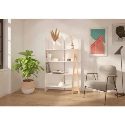 Nexera Atypik Bookcase, White And Plywood -
