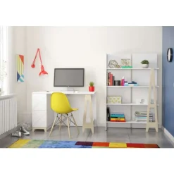 Nexera Atypik Bookcase, White And Plywood -
