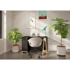 Nexera Atypik 2-Drawer Desk, Black And Plywood -
