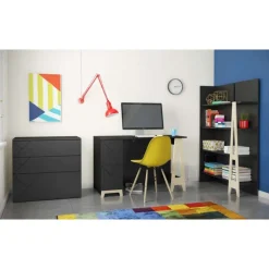 Nexera Atypik 2-Drawer Desk, Black And Plywood -