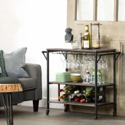 Meubles South Shore Bar Cart With Bottle Storage - South Shore
