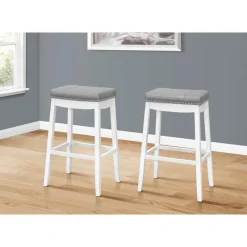 Monarch Barstool - set of 2 / tufted / nailhead trim / upholstered / bar height - 29"