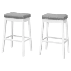 Monarch Barstool - set of 2 / tufted / nailhead trim / upholstered / bar height - 29