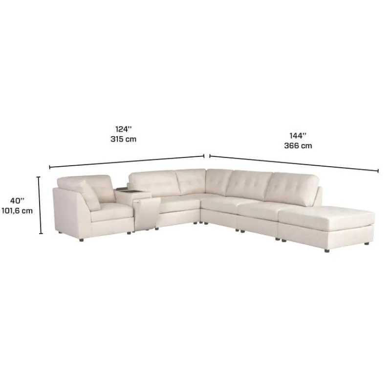 Modular Sectional with Console and Ottoman - 7 pcs