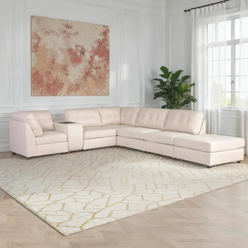 Modular Sectional with Console and Ottoman - 7 pcs
