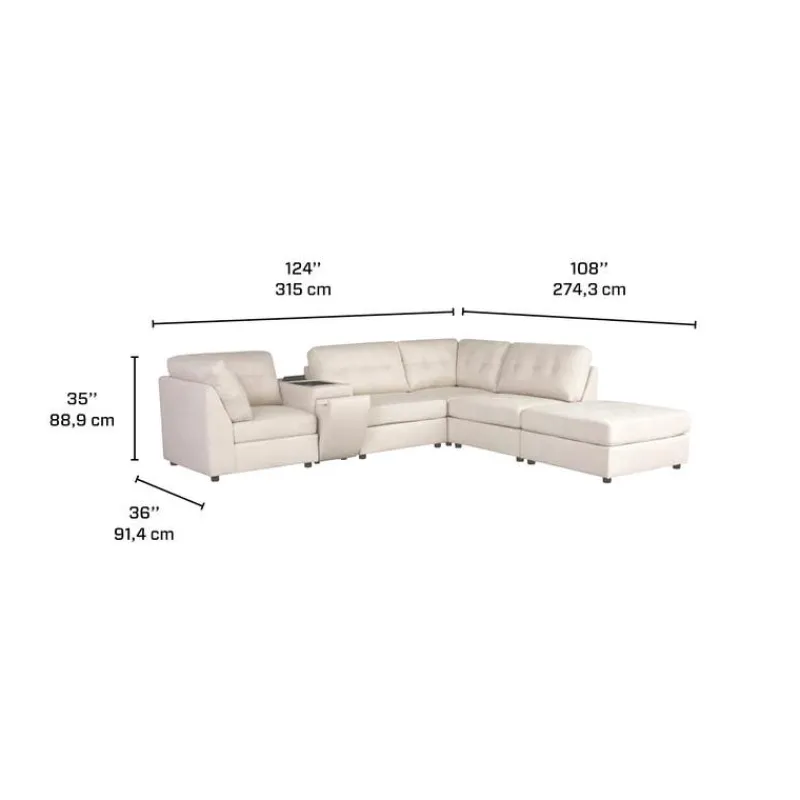 Modular Sectional with Console and Ottoman - 6 pcs