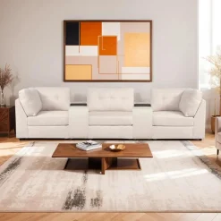 Modular Sofa with 2 Consoles - 5 pcs