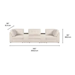 Modular Sofa with 2 Consoles - 5 pcs