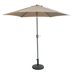 Beige Tilting Patio Umbrella with Base - 9 ft