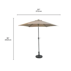 Beige Tilting Patio Umbrella with Base - 9 ft