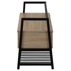 Monarch Bench - shoe rack / flip top storage - 42"l - wood-look / black me -