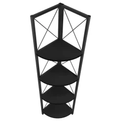 Monarch Bookcase - 4 tier corner etagere - metal frame x-design - 60"h - / -