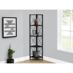 Monarch Bookcase - 4 tier corner etagere - metal frame x-design - 60
