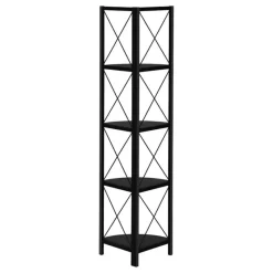 Monarch Bookcase - 4 tier corner etagere - metal frame x-design - 60