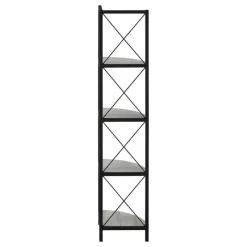 Monarch Bookcase - 4 tier corner etagere - metal frame x-design - 60