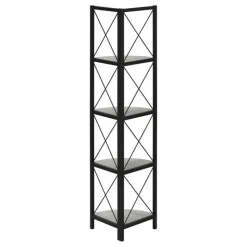 Monarch Bookcase - 4 tier corner etagere - metal frame x-design - 60