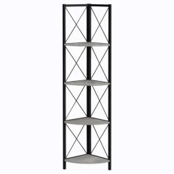 Monarch Bookcase - 4 tier corner etagere - metal frame x-design - 60