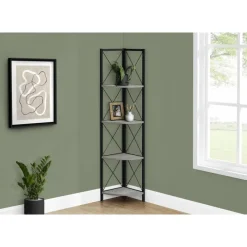 Monarch Bookcase - 4 tier corner etagere - metal frame x-design - 60