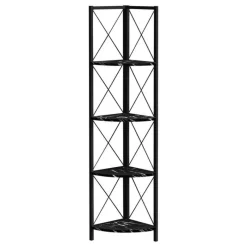 Monarch Bookcase - 4 tier corner etagere - metal frame x-design - 60