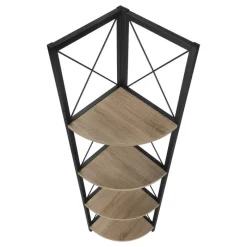 Monarch Bookcase - 4 tier corner etagere - metal frame x-design - 60