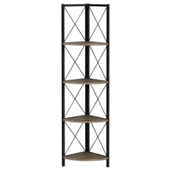 Monarch Bookcase - 4 tier corner etagere - metal frame x-design - 60