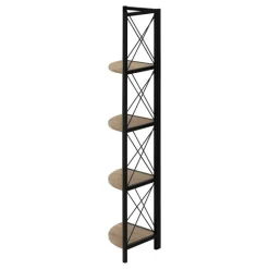 Monarch Bookcase - 4 tier corner etagere - metal frame x-design - 60