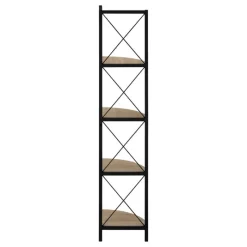 Monarch Bookcase - 4 tier corner etagere - metal frame x-design - 60