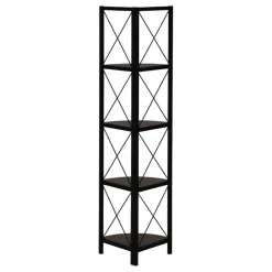 Monarch Bookcase - 4 tier corner etagere - metal frame x-design - 60