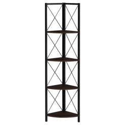 Monarch Bookcase - 4 tier corner etagere - metal frame x-design - 60