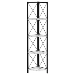 Monarch Bookcase - 4 tier corner etagere - metal frame x-design - 60