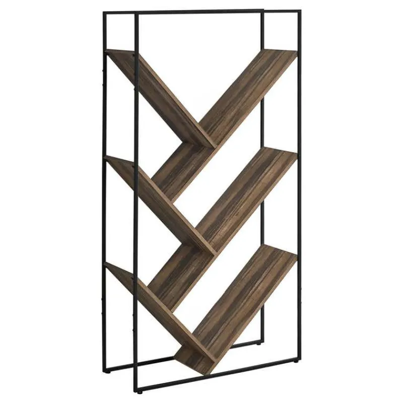 Monarch Bookcase / etagere - 5 slanted open shelves - 60"h - reclaimed wood-loo -