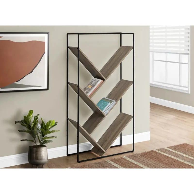 Monarch Bookcase / etagere - 5 slanted open shelves - 60"h - wood-look / b -