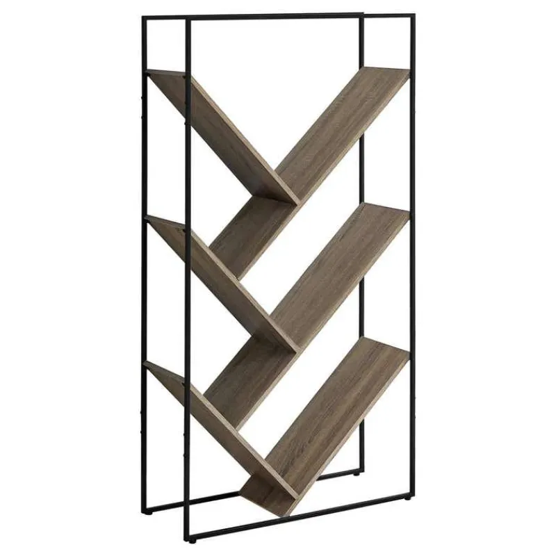 Monarch Bookcase / etagere - 5 slanted open shelves - 60"h - wood-look / b -