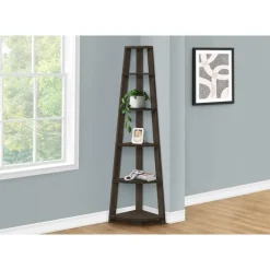 Monarch Bookcase - 72""h / brown corner accent etagere -