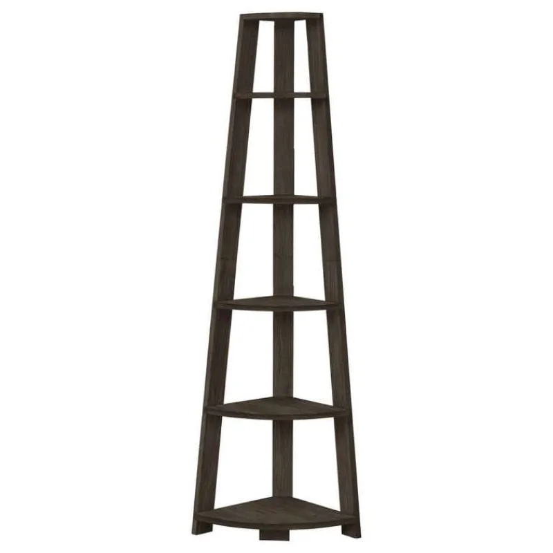 Monarch Bookcase - 72""h / brown corner accent etagere -