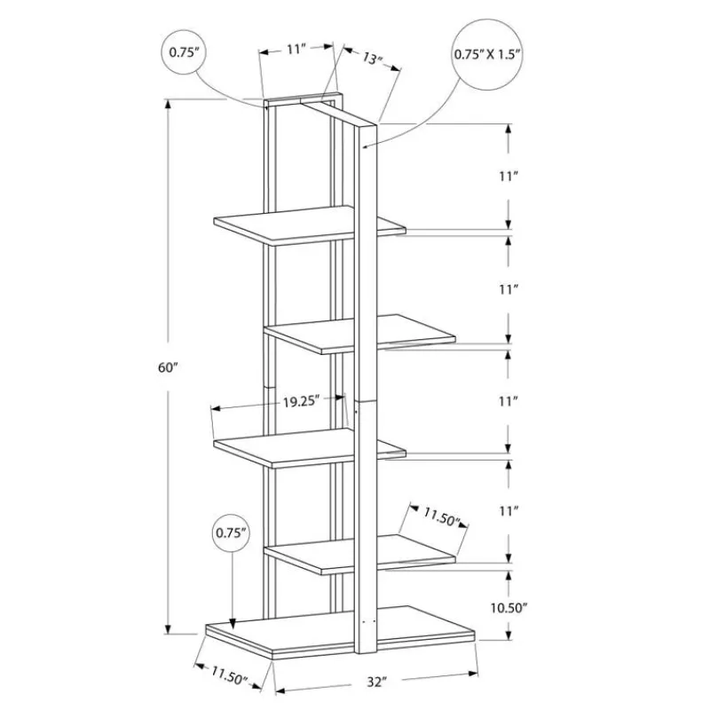 Monarch Bookcase - 60"h / / black metal -