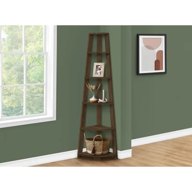 Monarch Bookcase - 72""h / dark corner accent etagere -