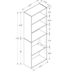 Monarch Bookcase - 72"h / with 5 shelves -