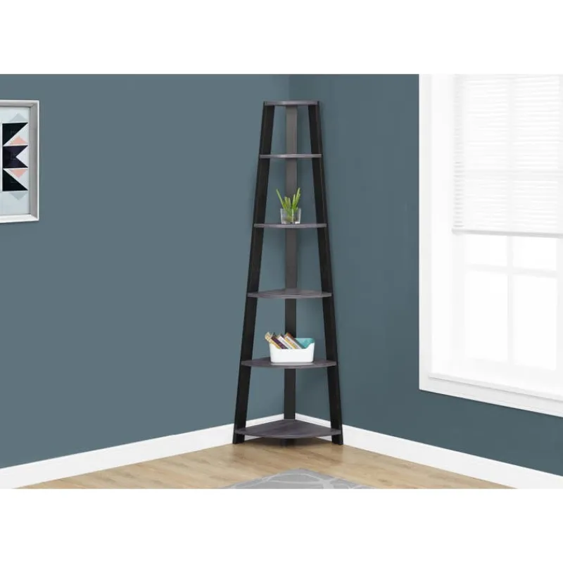 Monarch Bookcase - 72"h / -black corner accent etagere -