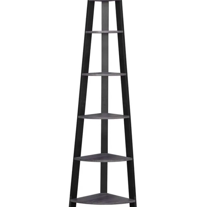 Monarch Bookcase - 72"h / -black corner accent etagere -