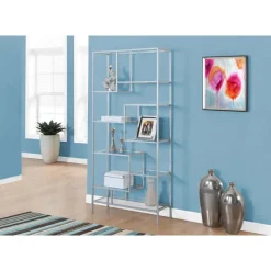 Monarch Bookcase - 72"h / metal with tempered glass -