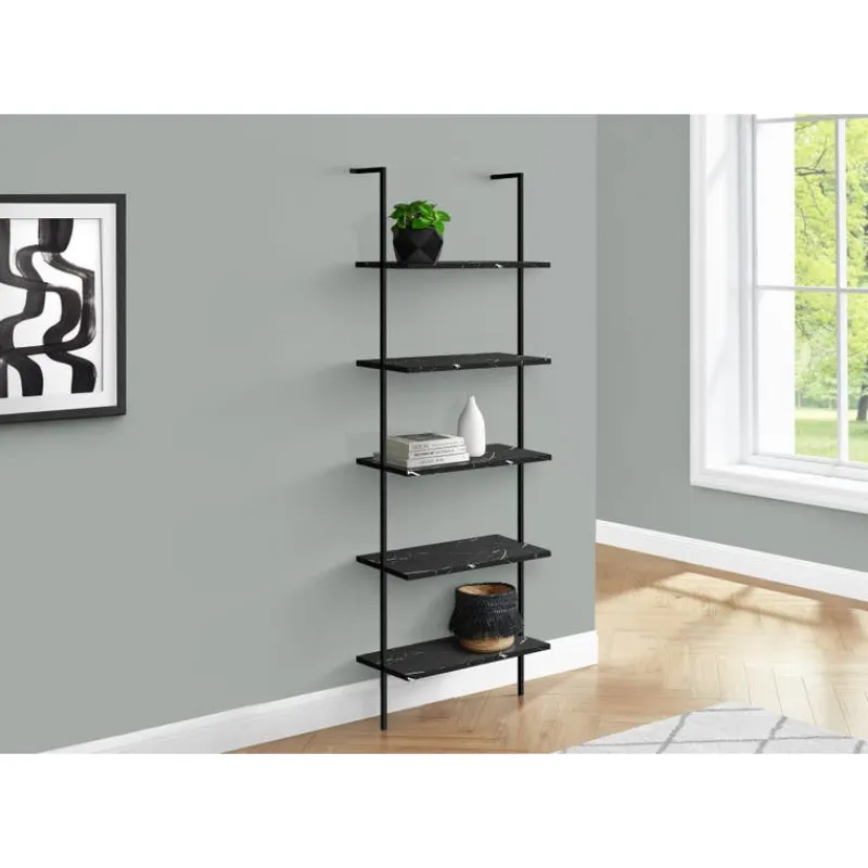 Monarch Bookcase - 72"h ladder marble / metal -