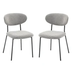Bouclé Fabric Chairs (Set of 2) - Grey
