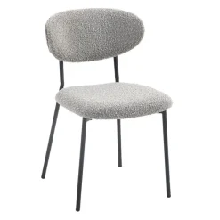 Bouclé Fabric Chairs (Set of 2) - Grey